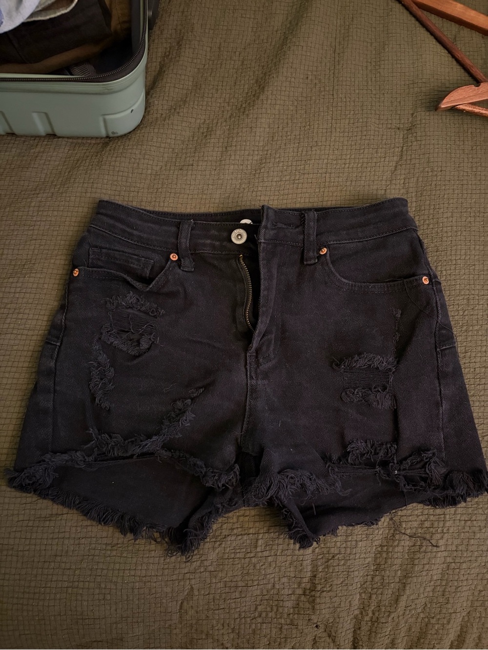 High-Rise Black Distressed Women’s Denim Shorts